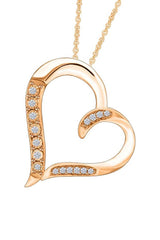 Rose Gold Color Lab-Created Diamond Heart Pendant Necklace 