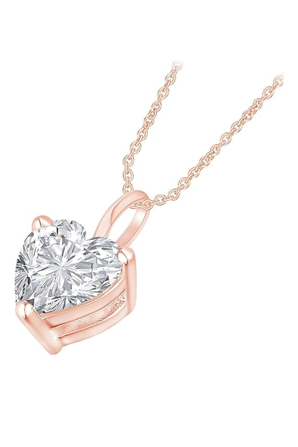 Rose Gold Color Love Heart Moissanite Diamond Pendant Necklace
