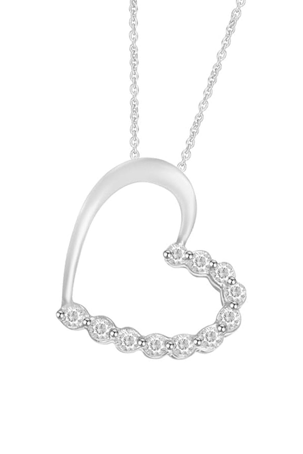 White Gold Color 1/3 Carat Moissanite Heart Pendant Necklace