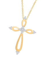 Yellow Gold Color Loop Cross Pendant Necklace, Pendant for Women