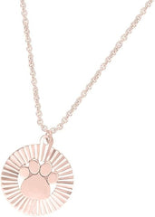 Rose Gold Color Diamond-Cut Paw Print Pendant Necklace for Women