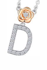 D Letter Flower Pendant Necklace