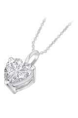 White Gold Color Love Heart Moissanite Diamond Pendant Necklace