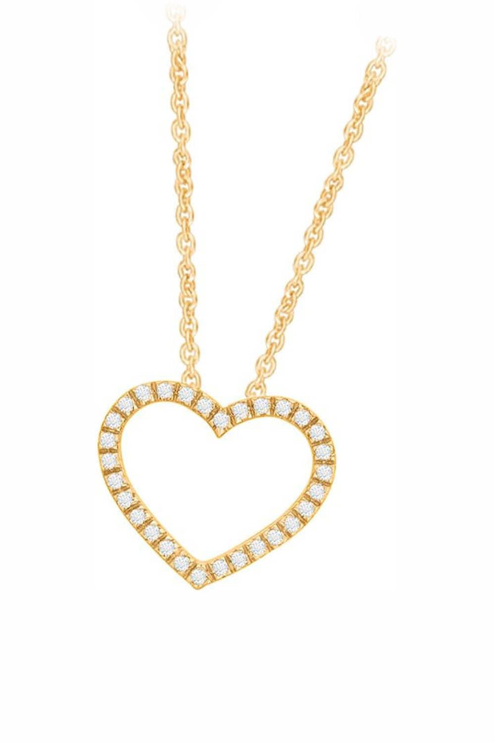 Yellow Gold Color Trending Moissanite Open Heart Pendant Necklace