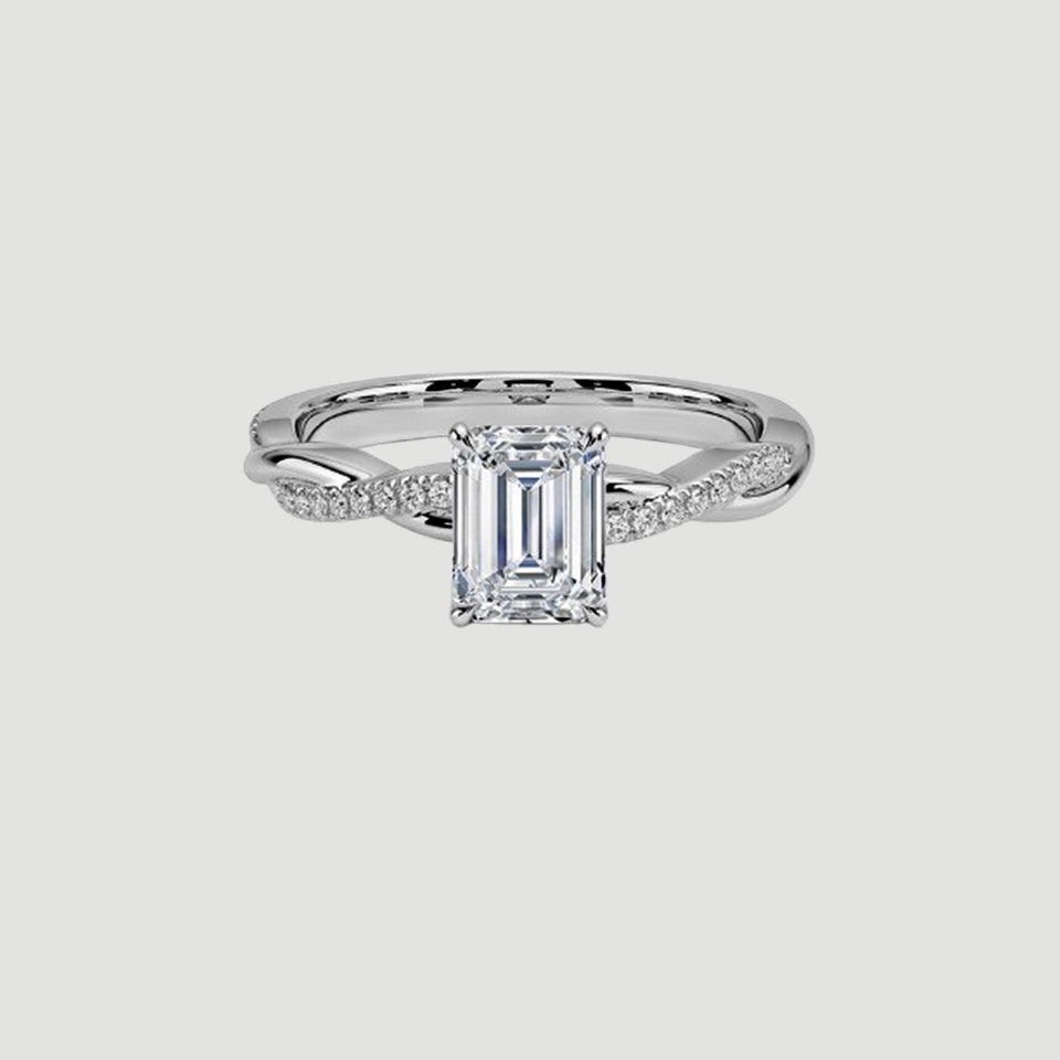 Emerald Cut Moissanite Twisted Ring