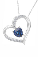 White Gold Color Blue Sapphire Moissanite Diamond Pendant Necklce for Women