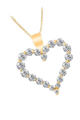 Yellow Gold Color Moissanite Heart Pendant Necklace, Pendant For Women