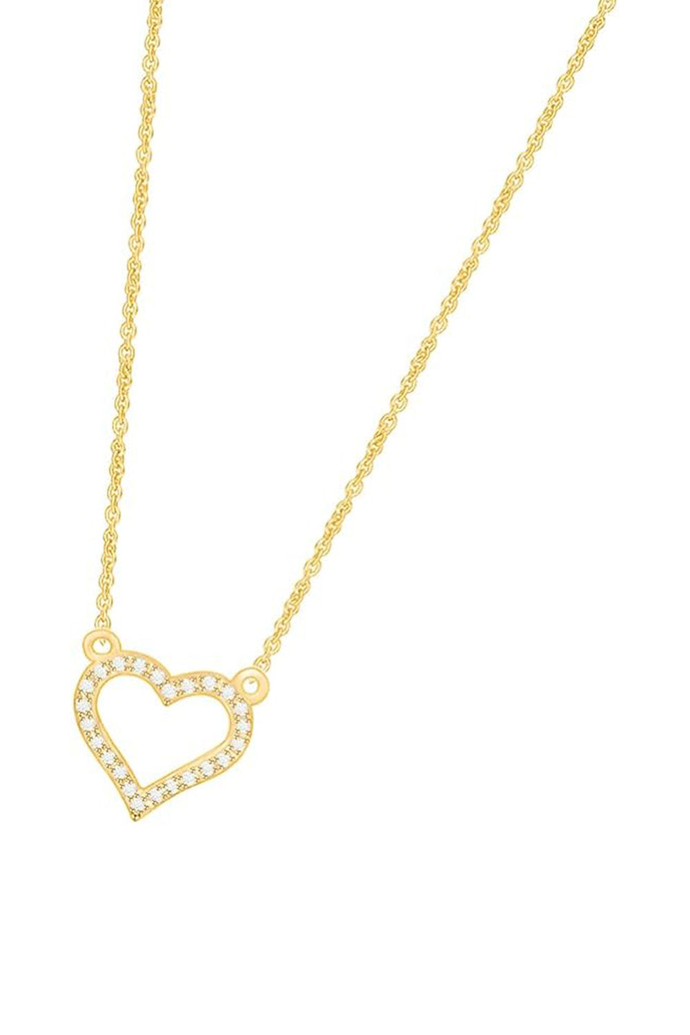 Yellow Gold Color Open Heart Pendant Necklace, Pendant For Women
