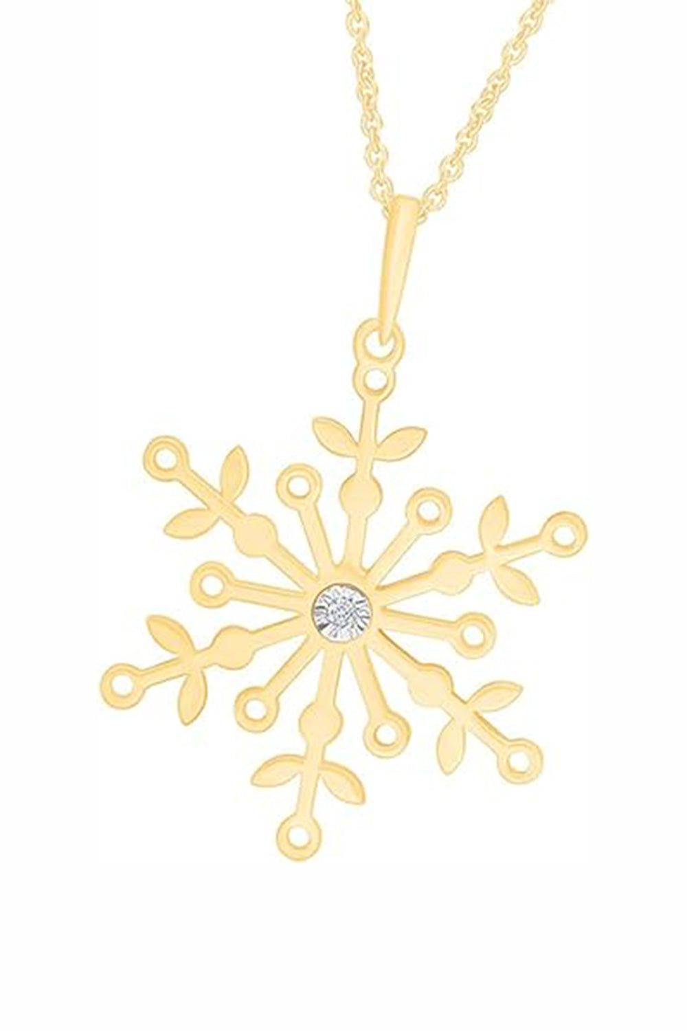 Yellow Gold Color Yaathi Solitaire Snowflake Pendant Necklace for Women