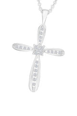 White Gold Color Latest Yaathi Moissanite Cross Pendant Necklace, Jewellery