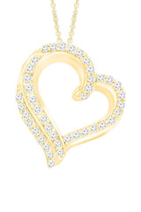 Beautiful Yellow Gold Color Moissanite Love Heart Pendant Necklace, 