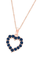  Rose Gold Color Blue Sapphire Open Heart Pendant Online