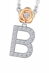 B Letter Flower Pendant Necklace