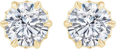 Yellow Gold Color Brilliant Diamond Solitaire Stud Earrings for Women