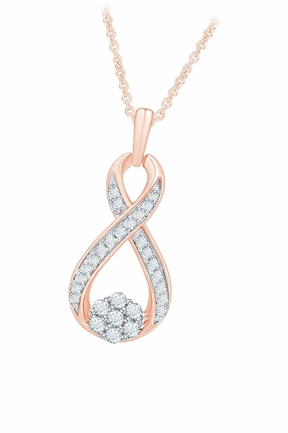 Rose Gold Color Yaathi Moissanite Infinity Pendant Necklace for Women 