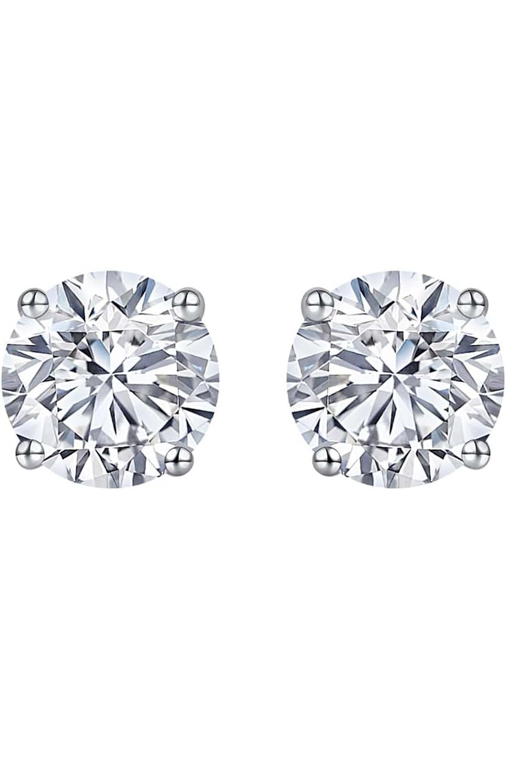 White Gold Color Vintage Solitaire Stud Earrings for Women