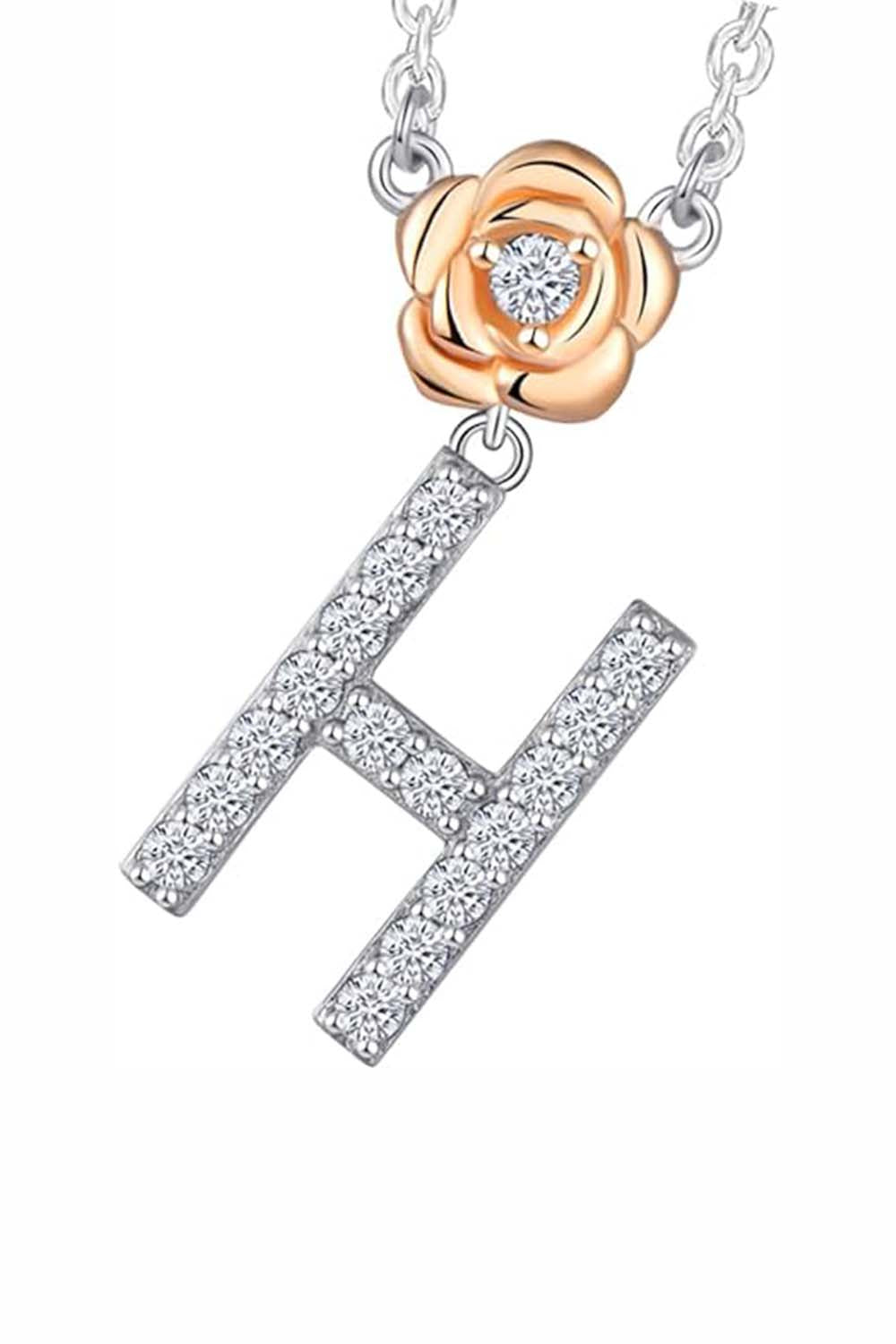 H Letter Flower Pendant Necklace