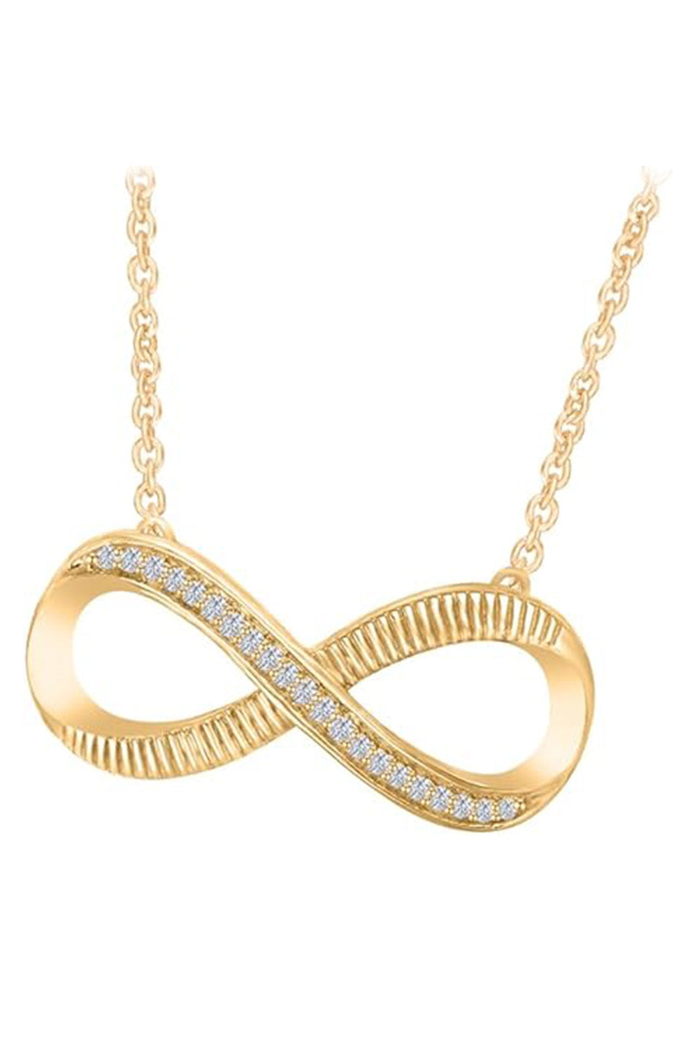 Yellow Gold Color 1/4 Carat Sideways Infinity Pendant Necklace