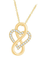 Yellow Gold Color Classy Moissanite Diamond Heart Infinity Pendant Necklace 