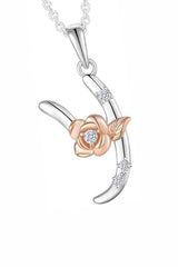Y Letter Rose Pendant Necklace 