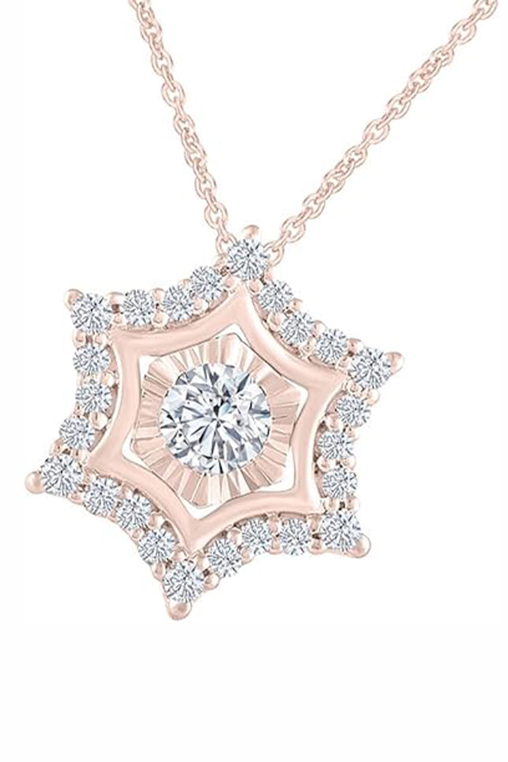 Rose Gold Color Yaathi Snowflake Pendant Necklace