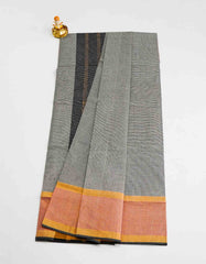 Brown Grey Tissue cotton saree