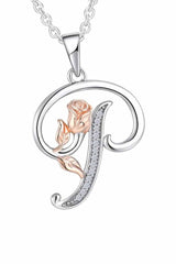 P Letter With Rose Pendant Necklace