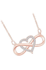 Rose Gold Color Diamond Love Heart Infinity Pendant Necklace