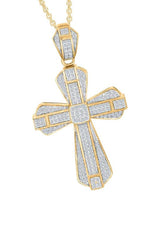 Yellow Gold Color Yaathi 5/8 Carat Moissanite Cross Pendant Necklace 