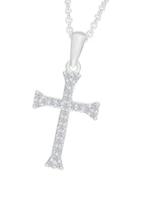 White Gold Color Yaathi Moissanite Cross Pendant Necklace for Women 