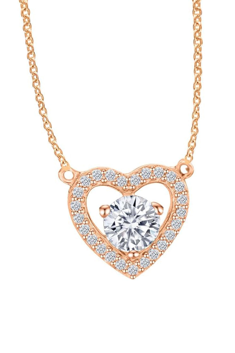 Rose Gold Color Superior Love Heart Pendant Necklace