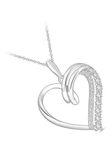 White Gold Color Looping Heart Pendant Necklace
