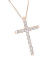 Rose Gold Color Stylish Cross Pendant Necklace in 18K Gold 