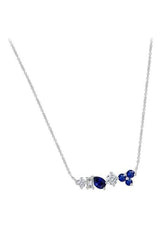 White Gold Color Blue Sapphire Gemstone Multi Shape Pendant Necklace 