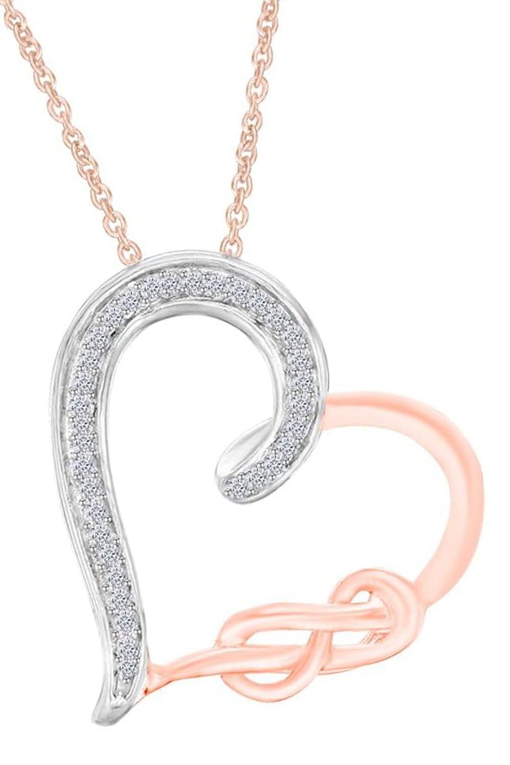  Rose Gold Color Infinity Knot Heart Pendant Necklace