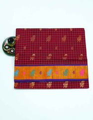 Maroon Color Venkatagiri Checked Cotton Saree