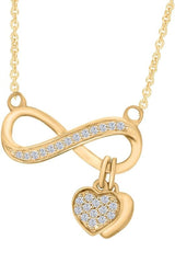 Yellow Gold Color Double Heart Infinity Necklace