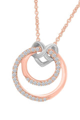 Rose Gold Color Infinity Heart and Double Circle Pendant Necklace