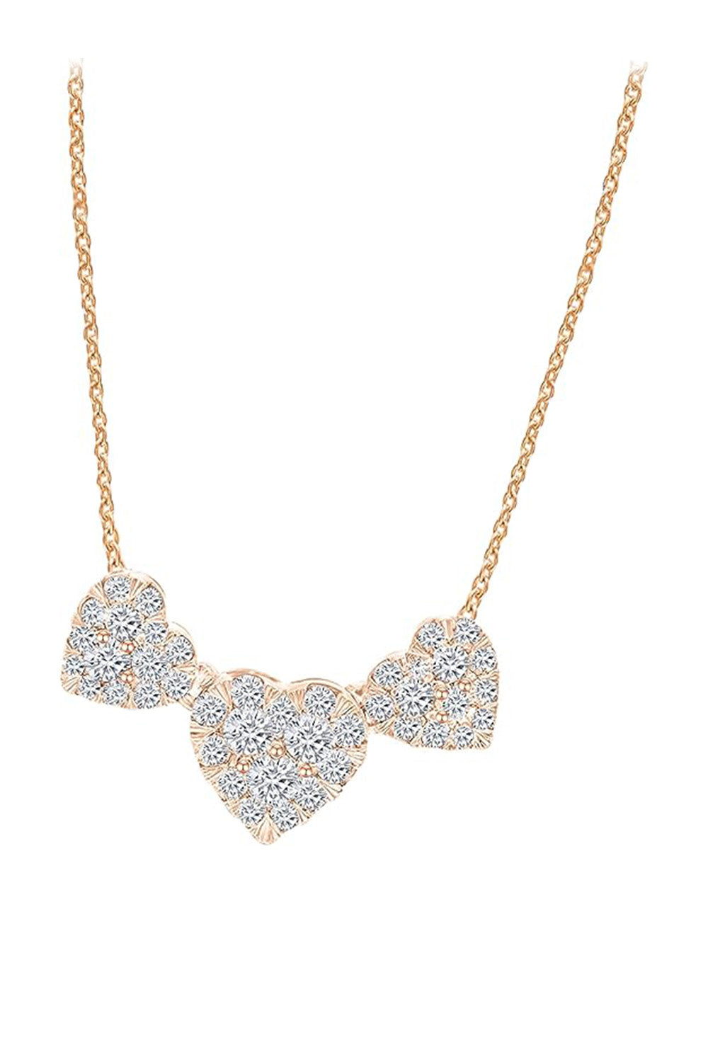 Rose Gold Color Triple Heart Necklace, Women's Pendant Necklace