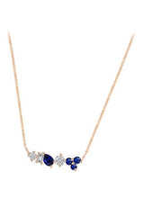 Rose Gold Color Blue Sapphire Gemstone Multi Shape Pendant Necklace 