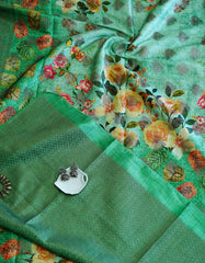Mint Green Colour Digital Print Saree 