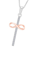 White Gold Color Infinity Cross Pendant Necklace, Infinity Necklace