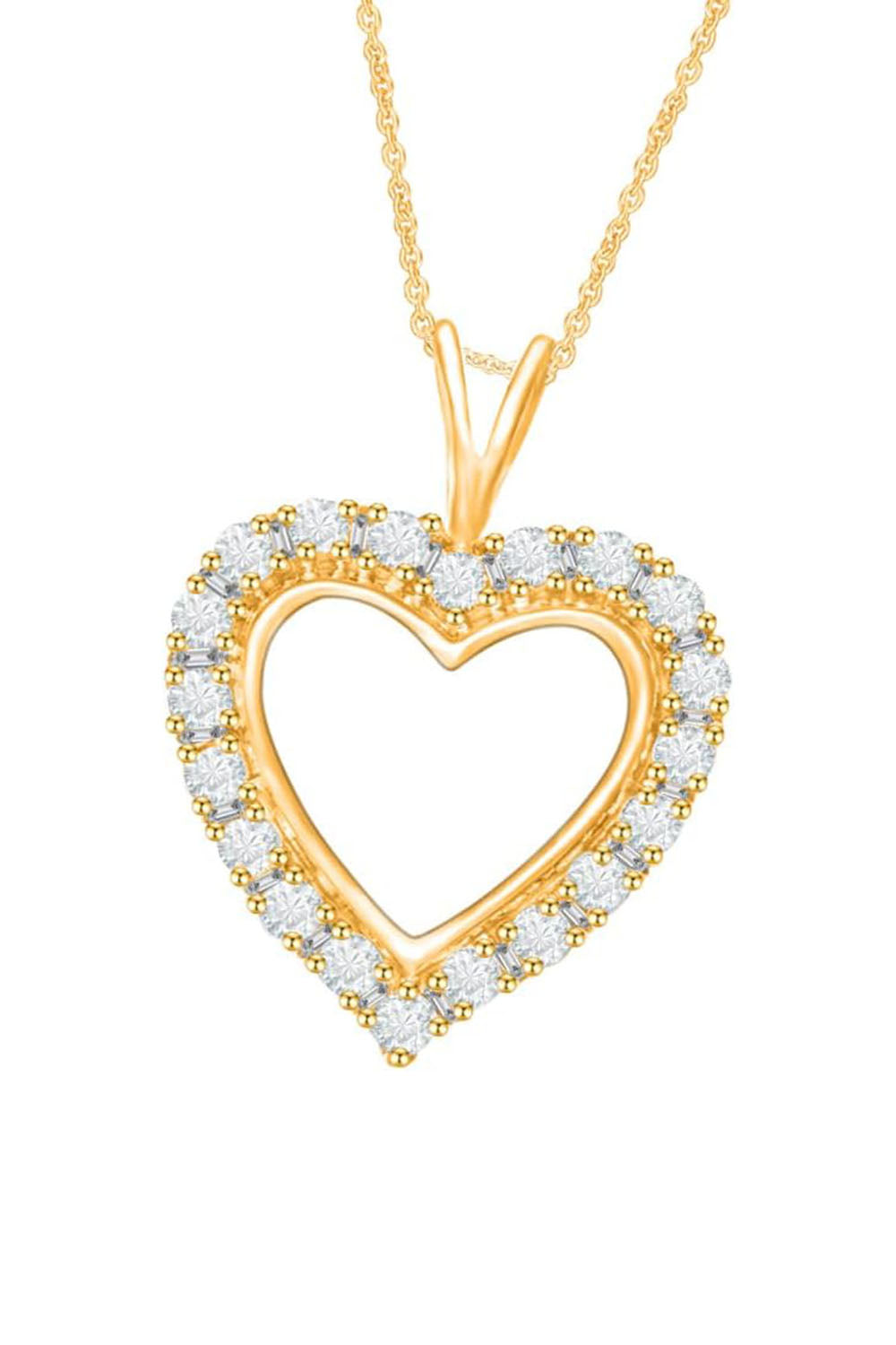 Yellow Gold Color Moissanite Love Heart Pendant Necklace