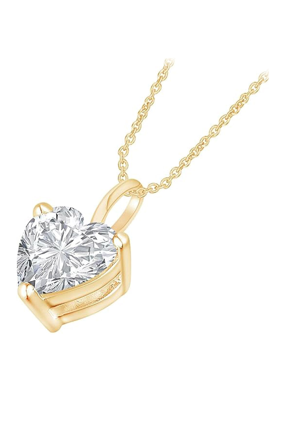 Yellow Gold Color Love Heart Moissanite Diamond Pendant Necklace