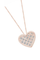 Rose Gold Color Basket Weave Heart Necklace,