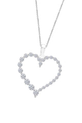 White Gold Color Round Moissanite Heart Pendant Necklace