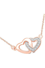 Rose Gold Color Linked Hearts Pendant Necklace