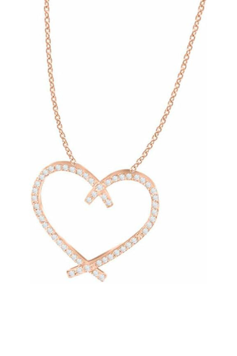 Rose Gold Color Trendy Round Moissanite Love Heart Pendant Necklace