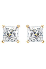 Yellow Gold Color Round Cut Stud Earrings for Women, Silver Studs