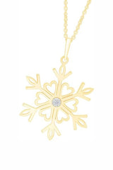 Yellow Gold Color Moissanite Heart Snowflake Pendant Necklace for Women 